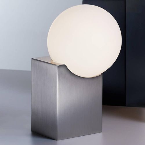 Lampe À Poser Cub 17,5 Cm Nickel Mat