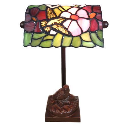 Lampe À Poser 6008, Style Tiffany, Motif DOiseaux