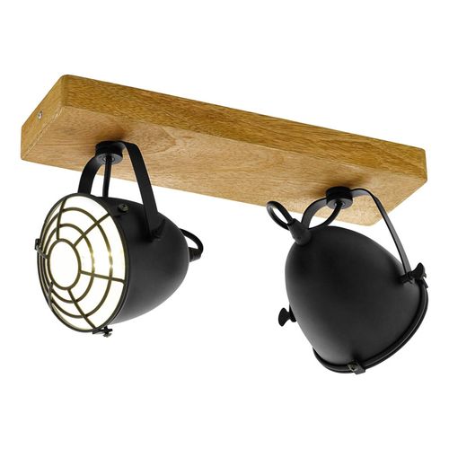 Spot Pour Plafond Gatebeck Bois Et Métal, 2 Lampes