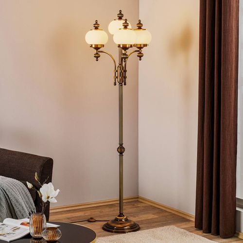Lampadaire 4 Lampes Delia, Laiton Ancien