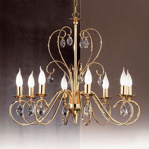 Lustre Gracieux Fioretto 8 Lampes Doré