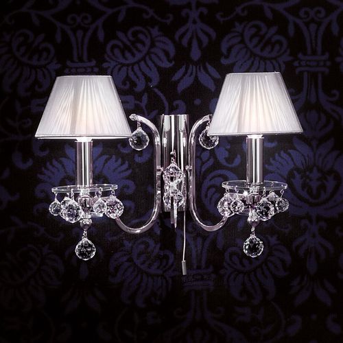 Applique Textile Argentée Kristalldesign 2 Lampes