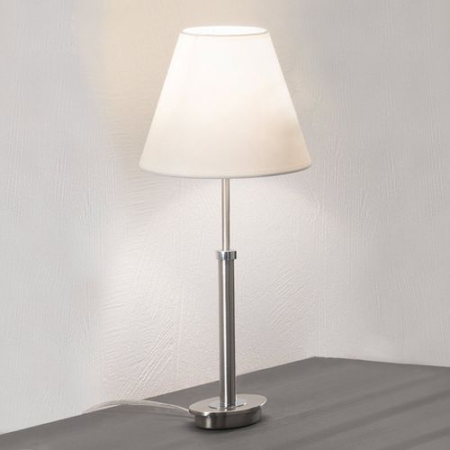 Lampe À Poser Lilly Nickel Abat-Jour Tissu, 22 Cm