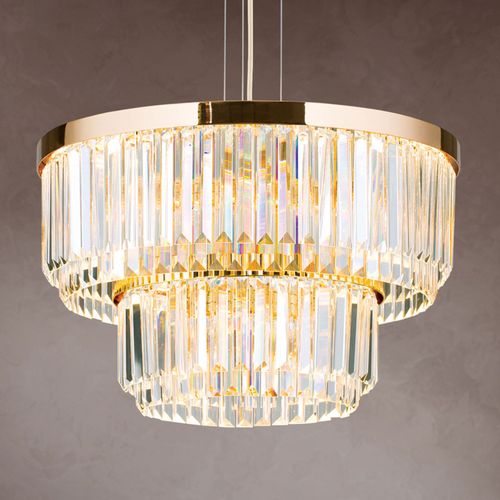 Suspension Led Prism, Ronde, Ø 55 Cm, Dorée
