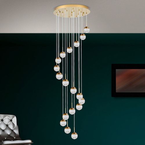 Suspension Led Ball À 18 Lampes, Dorée/Crème