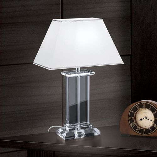 Lampe À Poser Veronique, Pied Large, Blanc/Chromé