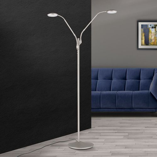 Lampadaire Led Cobra À 2 Lampes, Nickel-Mat