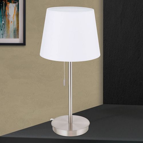Lampe À Poser Ludwig Et Port Usb, Blanc/Nickel Mat