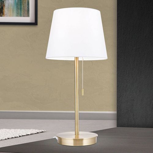 Lampe À Poser Ludwig Port Usb, Blanc/Laiton Ancien