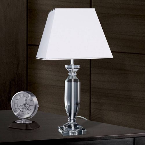Lampe À Poser Pokal Avec Cristaux, Chromé/Blanc