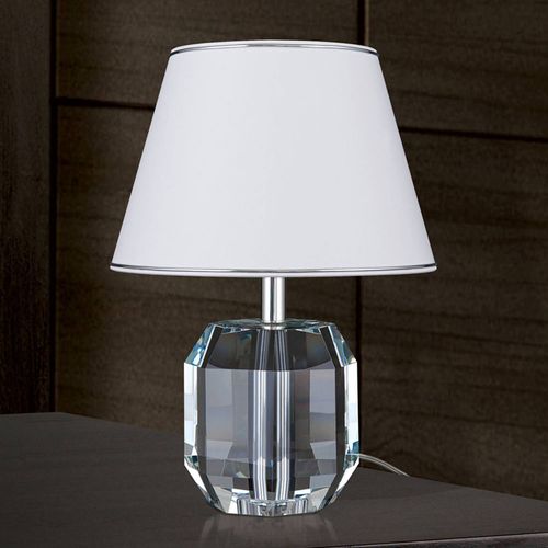 Lampe À Poser Alexis Avec Cristaux, Chromé/Blanc