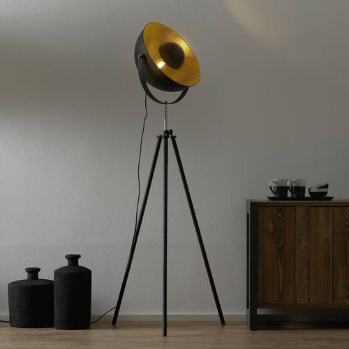 Lampadaire Trépied Lenn, Noir-Doré