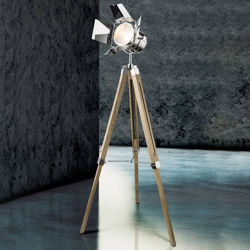 Lampadaire Evy En Bois Avec Projecteur Chromé