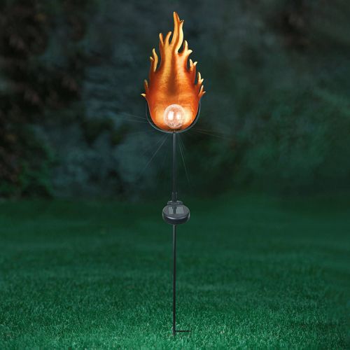 Lampe Solaire Led 33472 Avec Flamme Métal