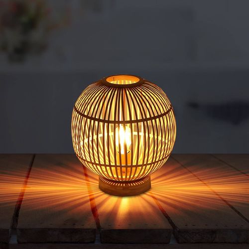 Lampe À Poser Hildegard En Bambou, Ø 30 Cm