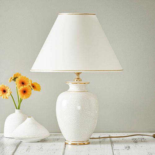 Lampe À Poser Blanche Giardino Craclee 40 Cm