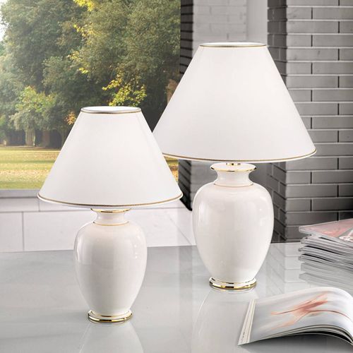 Lampe À Poser Giardino Avorio En Blanc-Doré Ø30 Cm