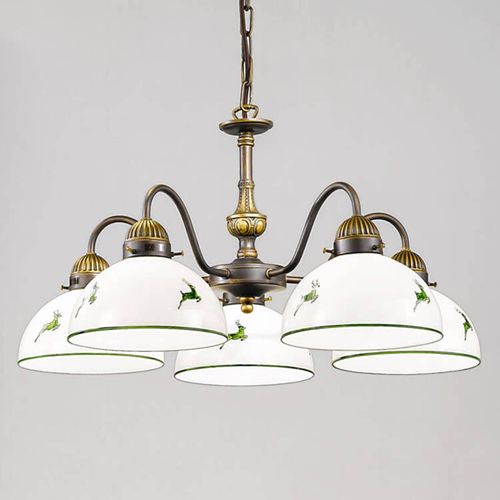Lustre À 5 Lampes Nonna Blanc Vert