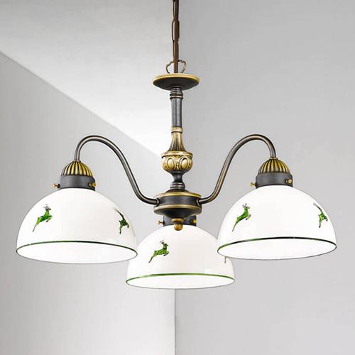 Lustre À 3 Lampes Nonna Blanc Vert