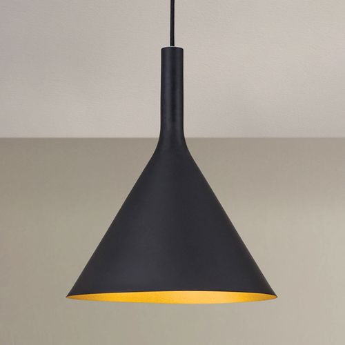 Suspension Gunda, Extérieur Noir, Intérieur Doré