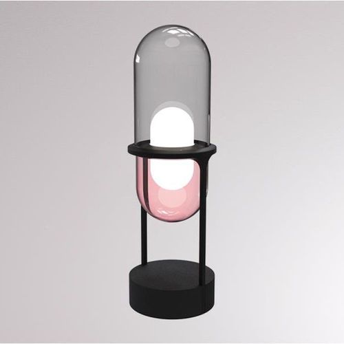 Loum Pille Lampe À Poser Led Grise/Rose