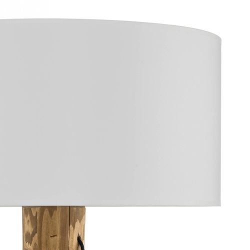Lampadaire Pino Simple, Abat-Jour Blanc, Pied Brun