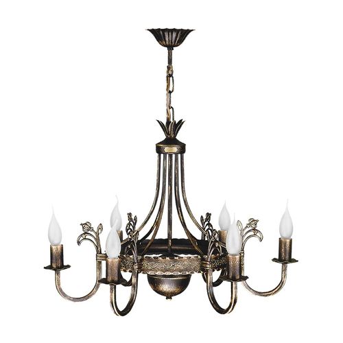 Lustre Castle Foncé Patiné À La Main À 6 Lampes