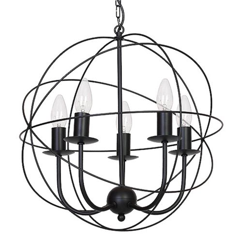 Lustre Globe À 5 Lampes Noir