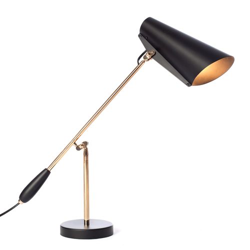 Lampe À Poser Rétro Birdy En Noir/Laiton