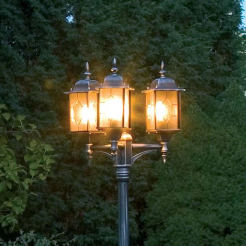 Lampadaire 3 Lanternes Milano En Noir Et Argenté