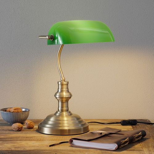 Lampe À Poser Classique Bankers 42 Cm Verte