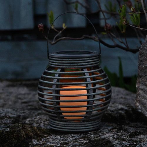 Lampe Solaire Marron Lantern En Rotin Avec Led