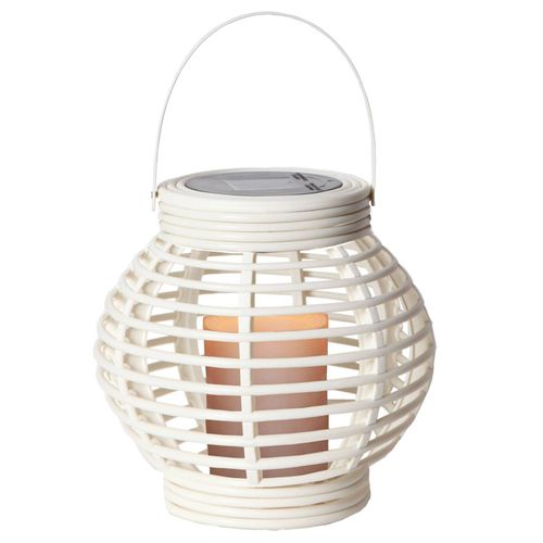 Lampe Solaire Blanche Lantern En Rotin Avec Led
