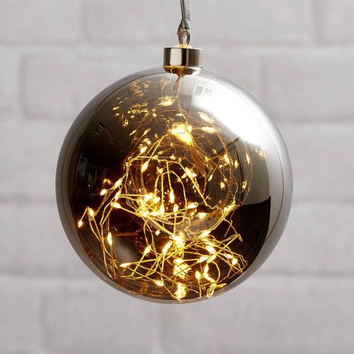Sphère Déco Led Glow En Verre, Ø 15 Cm Gris Fumée