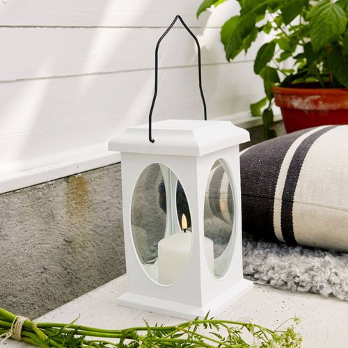 Lampe Décorative Flamme Forme De Lanterne, Blanche