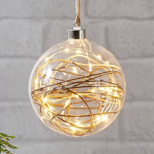 Sphère Déco Led Glow Transparente, Rotin Ø 15 Cm