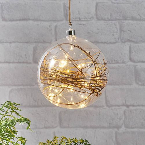 Sphère Déco Led Glow Transparente, Rotin Ø 20 Cm