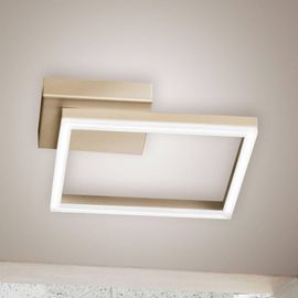 Plafonnier Led Bard, 27x27 Cm, Finition Dorée Mate
