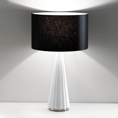 Lampe Table Costa Rica Abat-Jour Noir, Pied Blanc