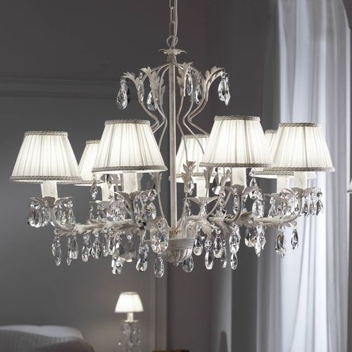 Lustre Karen Avec Abat-Jour Tissu, Huit Lampes