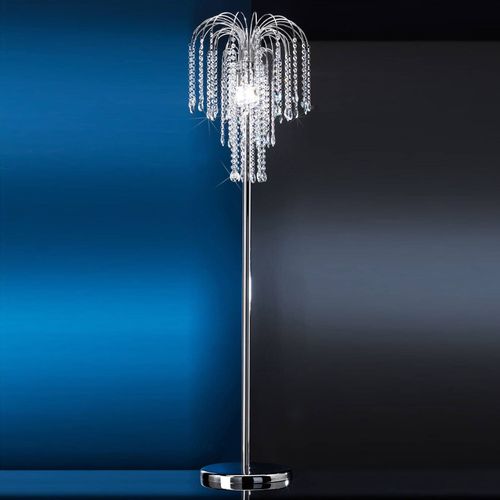 Lampadaire Pioggia Avec Pluie De Cristal, Chromé