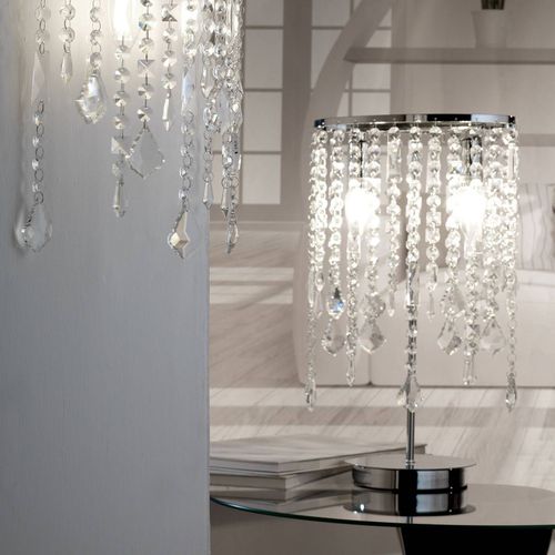 Lampe À Poser Laila Pendentif Cristal À 2 Lampes
