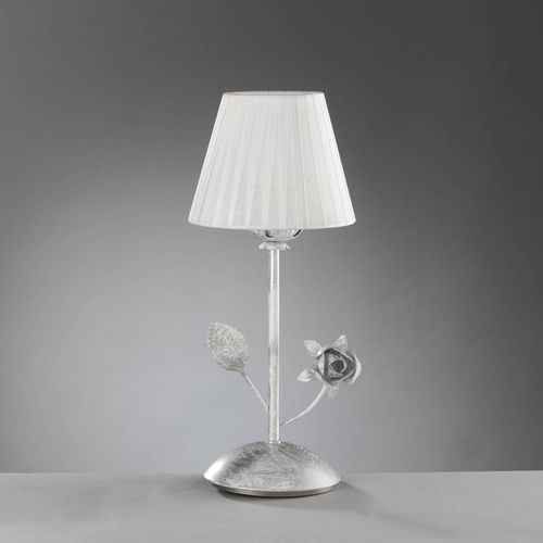 Lampe À Poser Rose, Abat-Jour Plissé Blanc