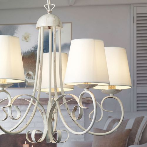 Lustre Pompei, À 5 Lampes Avec Abat-Jour