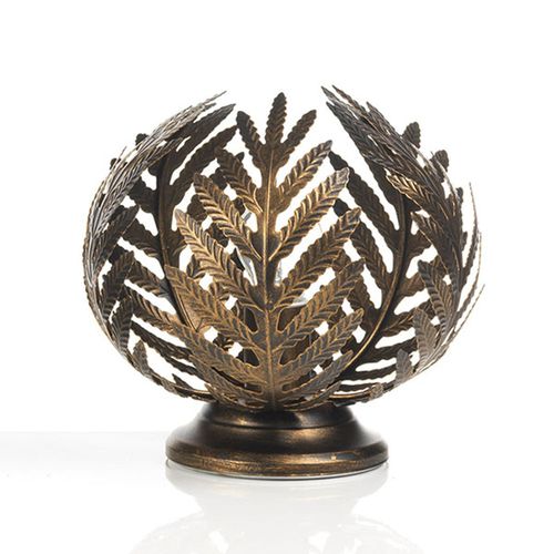 Lampe À Poser Felce Fougère Bronze, Hauteur 24 Cm