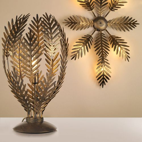 Lampe À Poser Felce Fougère Bronze, Hauteur 61 Cm