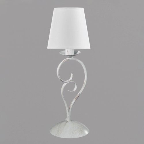 Lampe À Poser Pompei H. 50cm Abat-Jour Tissu Blanc