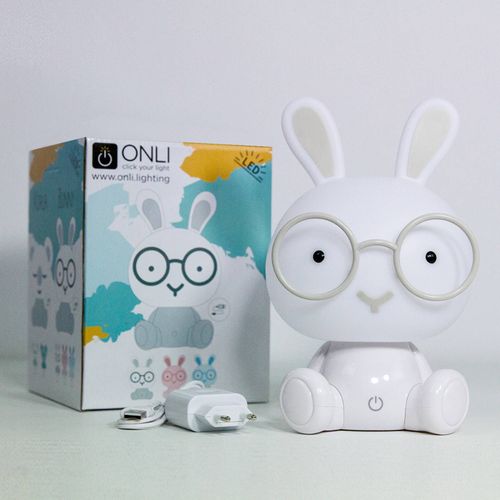 Lampe À Poser Led Bunny Pour Enfants, Blanche