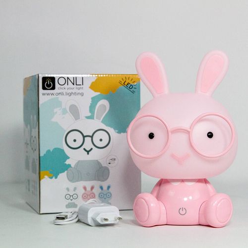 Lampe À Poser Led Bunny Pour Enfants, Rose