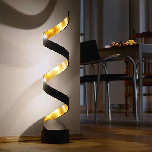 Lampe À Poser Led Helix, 66 Cm, Noire-Dorée